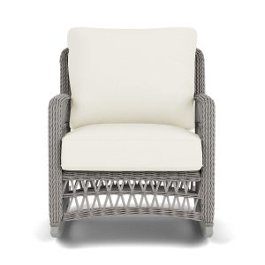 Mackinac Wicker Rocking Club Chair in Putty/Sailcloth Salt By Lloyd Flanders