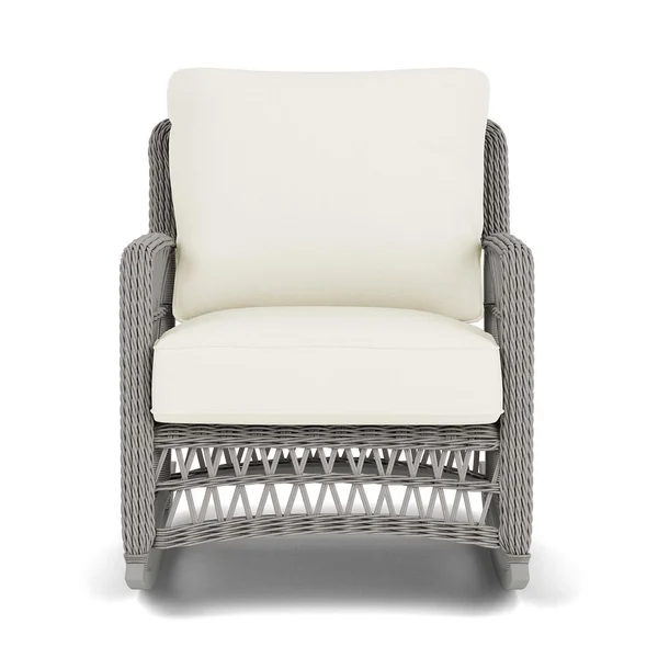 Mackinac Wicker Rocking Club Chair in Putty/Sailcloth Salt By Lloyd Flanders