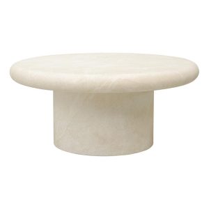 Travertino 41 Inch Cream GFRC Round Coffee Table by Sunset West