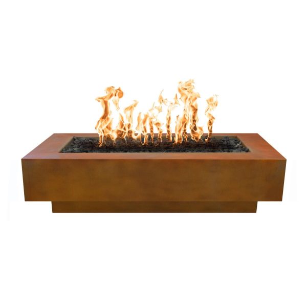 Coronado 48 Inch Rectangular Corten Steel Propane Fire Pit w/ Glow Plug in Copper by The Outdoor Plus