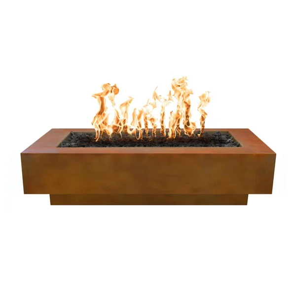 Coronado 48 Inch Rectangular Corten Steel Propane Fire Pit w/ Glow Plug in Copper by The Outdoor Plus