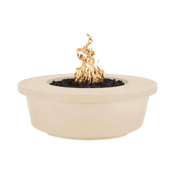Tempe 48 Inch Round GFRC Natural Gas Fire Pit w/ Glow Plug in Vanilla by The Outdoor Plus