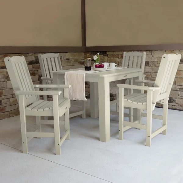 Hart Lane 5 Pc Recycled Plastic Square Counter Height Dining Set in Whitewash by Lakeview Outdoor Designs