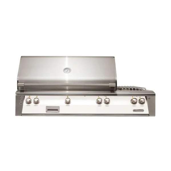 Alfresco ALXE 56-Inch Built-In Natural Gas Deluxe Grill With Rotisserie And Side Burner in Signal White Matte - ALXE-56-NG-SM9003