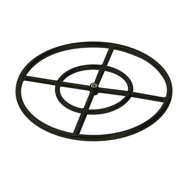 BBQGuys Signature 18-Inch Double-Ring Black Steel Natural Gas Burner W/ 1/2-Inch Inlet - BK-FR-18