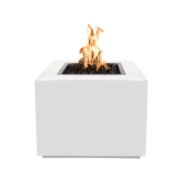 Forma 36 Inch Square Powder Coated Steel Natural Gas Fire Pit in White by The Outdoor Plus