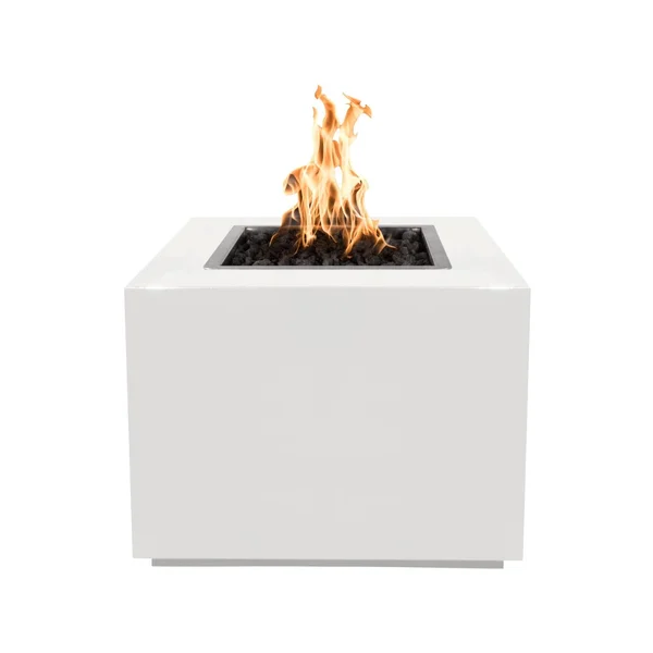 Forma 30 Inch Square Powder Coated Steel Natural Gas Fire Pit in White by The Outdoor Plus
