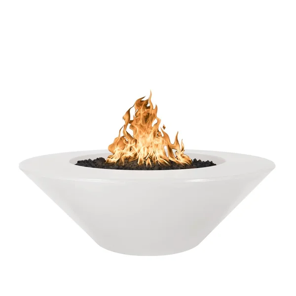 Cazo 48 Inch Round GFRC Natural Gas Fire Pit in Limestone by The Outdoor Plus