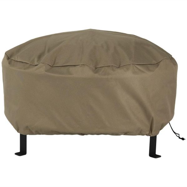 Ultimate Patio 40-Inch Heavy Duty Round Fire Pit Cover - Khaki