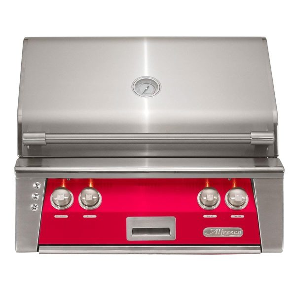 Alfresco ALXE 30-Inch Built-In Natural Gas Grill With Rotisserie in Raspberry Red - ALXE-30-NG-S3027