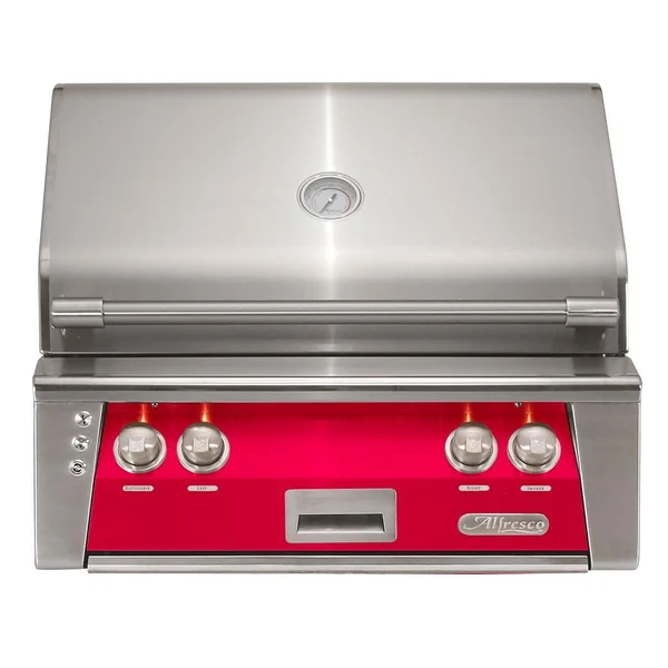 Alfresco ALXE 30-Inch Built-In Natural Gas Grill With Rotisserie in Raspberry Red - ALXE-30-NG-S3027