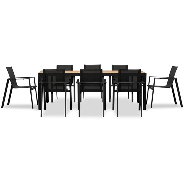Spring Bay 9 Pc Reclaimed Teak Dining Set - Extendable in Black by Lakeview Outdoor Designs