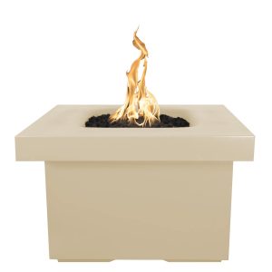 Ramona 36 Inch Square GFRC Propane Fire Pit Table w/ Glow Plug in Vanilla by The Outdoor Plus