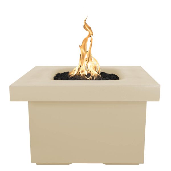 Ramona 36 Inch Square GFRC Propane Fire Pit Table w/ Glow Plug in Vanilla by The Outdoor Plus