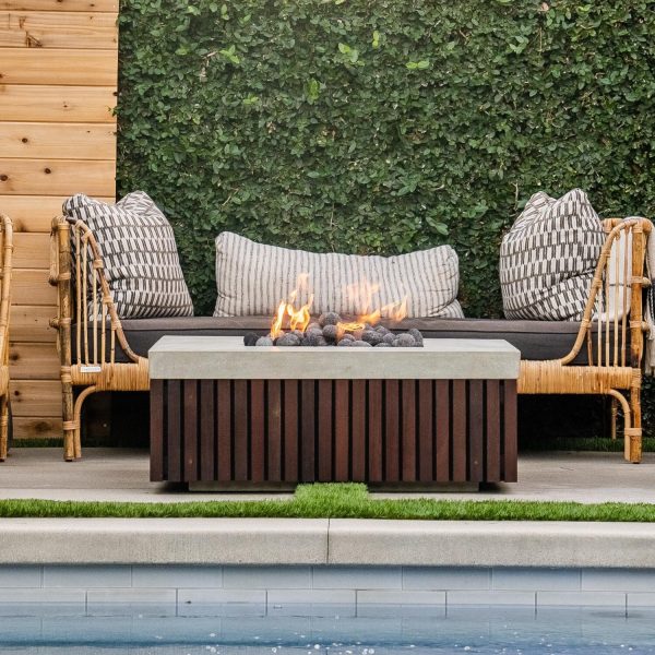 Canyon Bay 42 Inch Square GFRC Propane Fire Pit Table in Natural by Lakeview Outdoor Designs