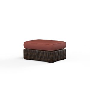 Montecito Wicker Patio Ottoman in Canvas Henna w/ Self Welt By Sunset West