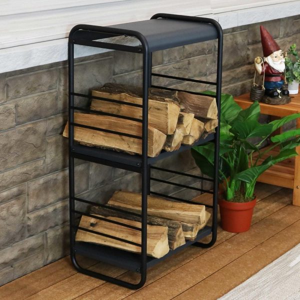 Ultimate Patio Modern Rounded Edge Iron and Steel Log Rack - 36-Inch