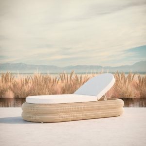Texoma Wicker Chaise Lounge in Almond/Cloud by Azzurro Living