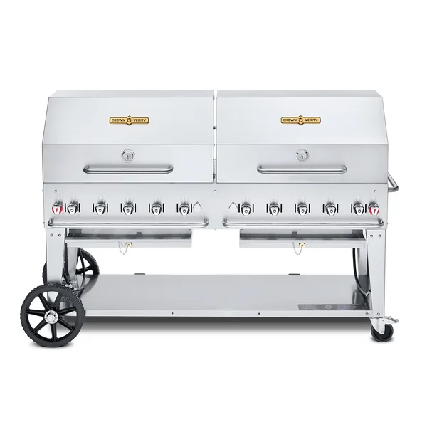 Crown Verity 72-Inch Mobile Natural Gas Grill Dome Package W/2 Roll Domes - CV-MCB-72RDP-NG