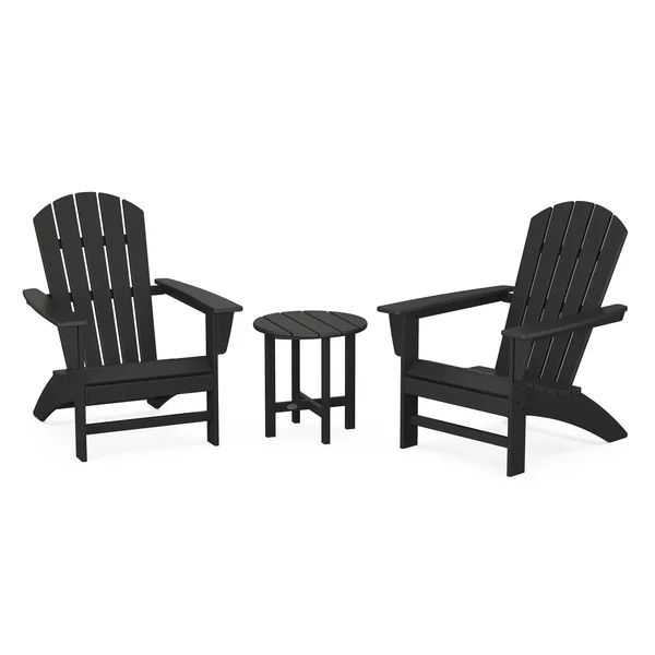 Nautical 3 Pc Recycled Plastic Seating Set in Black by POLYWOOD