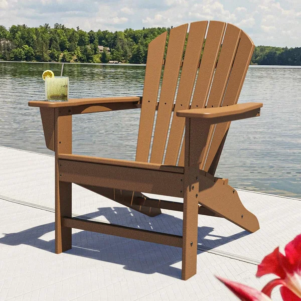 South Beach Recycled Plastic Adirondack in Teak by POLYWOOD