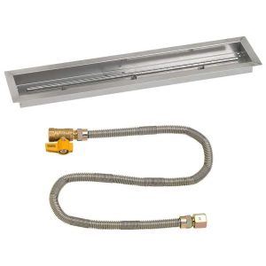 BBQGuys Signature 36 X 6 Inch Stainless Steel Linear Drop-In Fire Pit Pan with Match Light Kit - Natural Gas