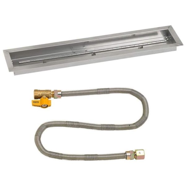 BBQGuys Signature 36 X 6 Inch Stainless Steel Linear Drop-In Fire Pit Pan with Match Light Kit - Natural Gas