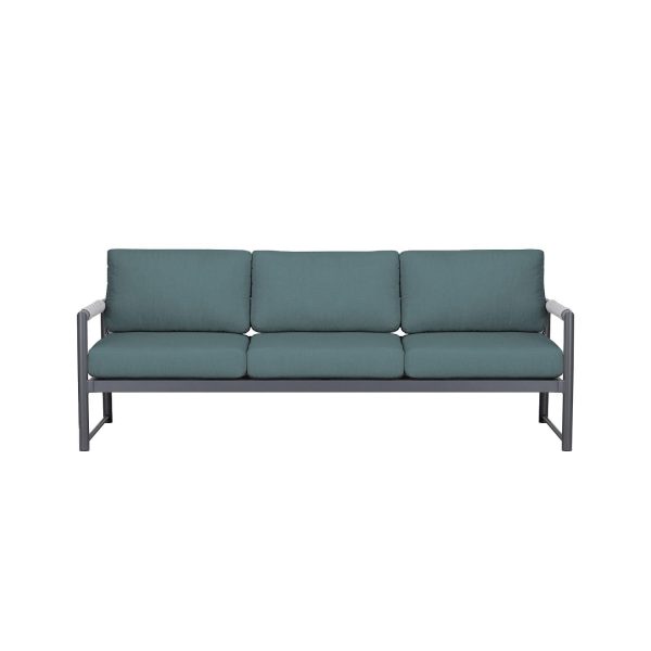Avenue Bay 3 Person Aluminum Sofa in Slate/Cast Lagoon by Lakeview Outdoor Designs