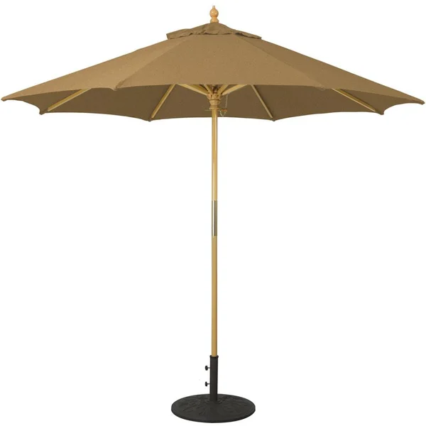 Galtech 9 Ft. Octagonal Hardwood Patio Market Umbrella W/ Push Lift - Light Wood W/ Sunbrella Canvas Teak Canopy