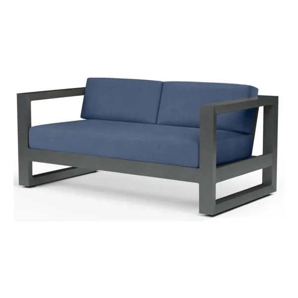 Redondo Aluminum Loveseat in Slate/Spectrum Indigo by Sunset West