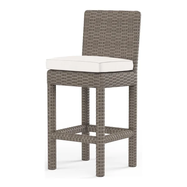 Coronado Wicker Bar Stool in Driftwood/Canvas Natural by Sunset West