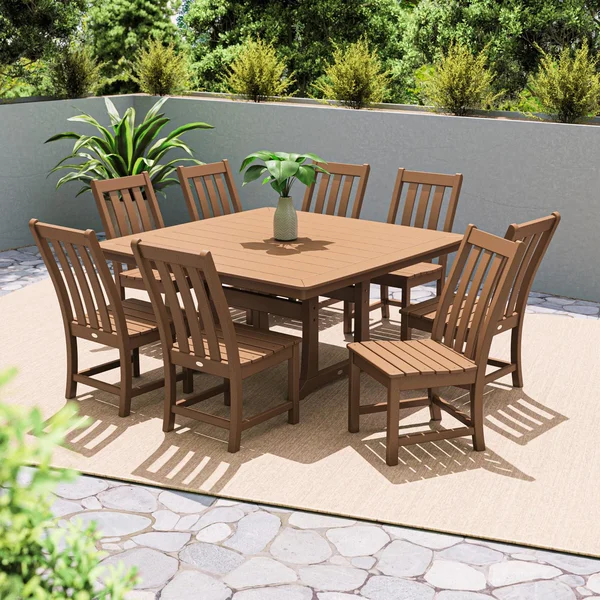 POLYWOOD Vineyard 9-Piece Dining Set - Teak