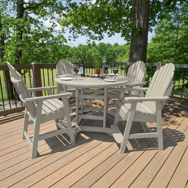 Dream Bay 5 Pc Recycled Plastic Counter Height Dining Set in Whitewash by Lakeview Outdoor Designs