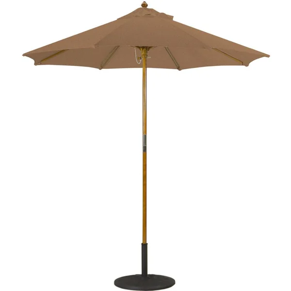 Galtech 7.5 Ft. Octagonal Hardwood Patio Market Umbrella W/ Push Lift - Light Wood W/ Sunbrella Canvas Teak Canopy