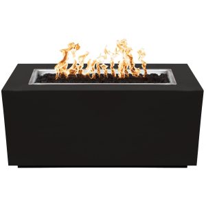 Pismo 60 Inch Rectangular Powder Coated Steel Natural Gas Fire Pit w/ Glow Plug in Black by The Outdoor Plus