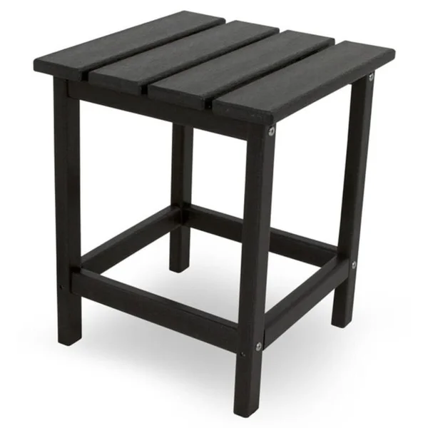 Long Island 15 Inch Square Recycled Plastic End Table in Black by POLYWOOD