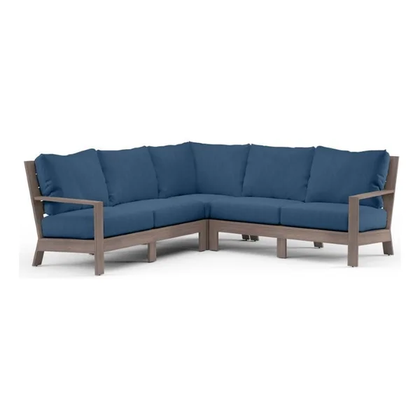 Laguna 5 Person Aluminum Sectional Sofa in Driftwood/Spectrum Indigo by Sunset West