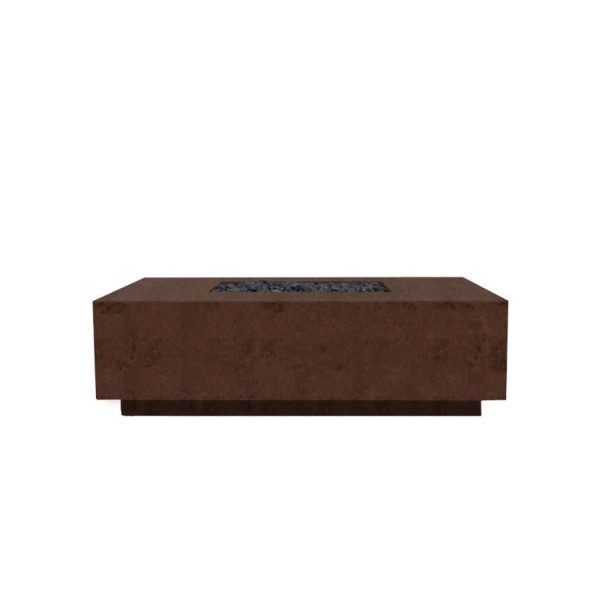 Cascata Bay 7 60 Inch Rectangular GFRC Propane Fire Pit Table in Cafe by Lakeview Outdoor Designs