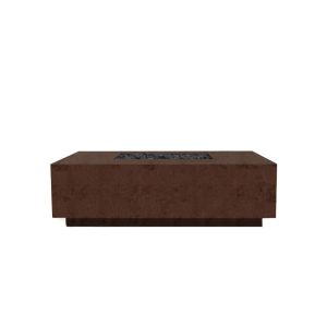 Cascata Bay 7 60 Inch Rectangular GFRC Natural Gas Fire Pit Table in Cafe by Lakeview Outdoor Designs