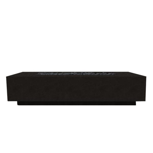 Cascata Bay 72 Inch Rectangular GFRC Natural Gas Fire Pit Table in Ebony by Lakeview Outdoor Designs