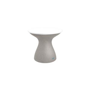 Autograph 17 Inch Round Polyresin End Table in Sandstone/White by Ledge Lounger