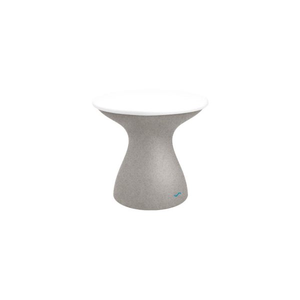 Autograph 17 Inch Round Polyresin End Table in Sandstone/White by Ledge Lounger