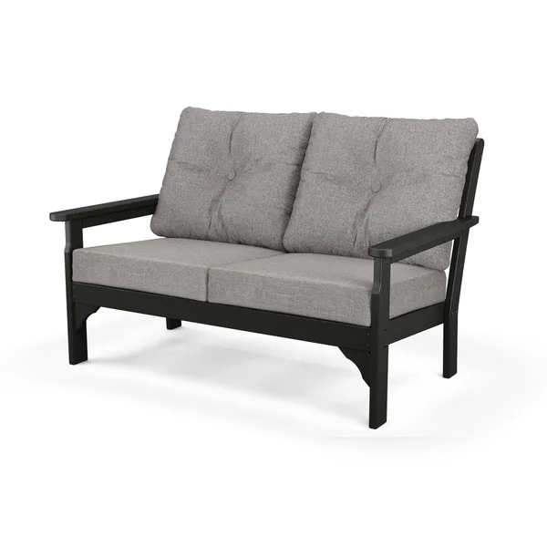 Vineyard Recycled Plastic Loveseat in Black/Gray Mist by POLYWOOD