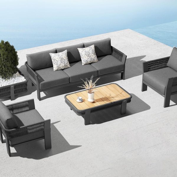 Borromeo 4 Pc Woven Rope Seating Set in Black by HIGOLD