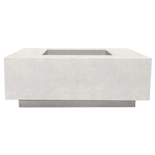 Cascata Bay 3 48 Inch Rectangular GFRC Natural Gas Fire Pit Table in Ultra White by Lakeview Outdoor Designs