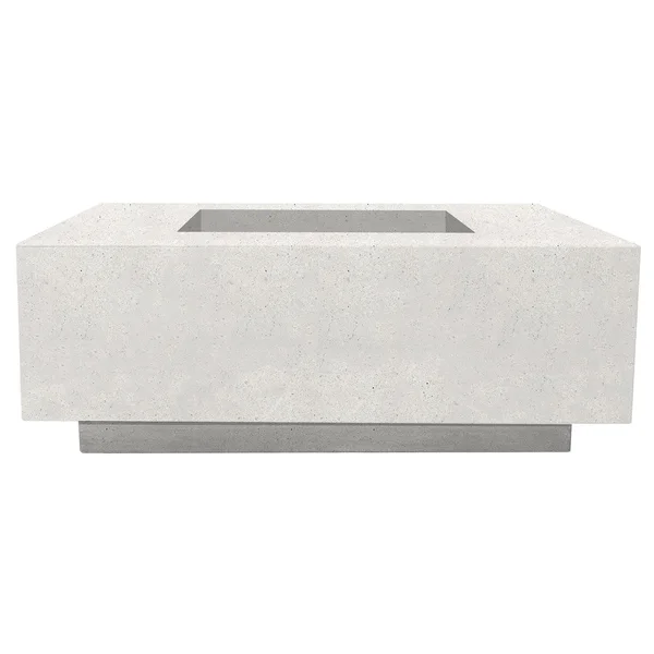 Cascata Bay 3 48 Inch Rectangular GFRC Natural Gas Fire Pit Table in Ultra White by Lakeview Outdoor Designs