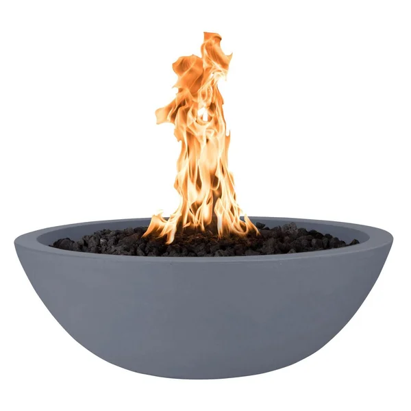 Sedona 27 Inch Round GFRC Natural Gas Fire Bowl in Gray by The Outdoor Plus