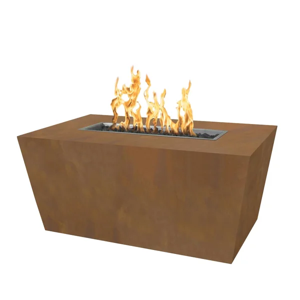 Mesa 60 Inch Rectangular Corten Steel Natural Gas Fire Pit in Copper by The Outdoor Plus