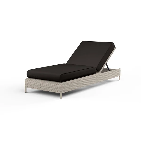 Manhattan Wicker Patio Adjustable Chaise Lounge in Spectrum Carbon w/ Self Welt By Sunset West