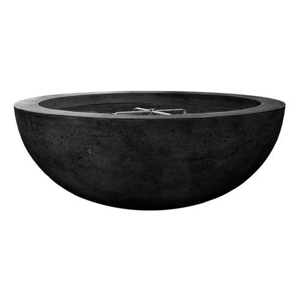 Valley Bay 4 48 Inch Round GFRC Natural Gas Fire Bowl in Ebony by Lakeview Outdoor Designs